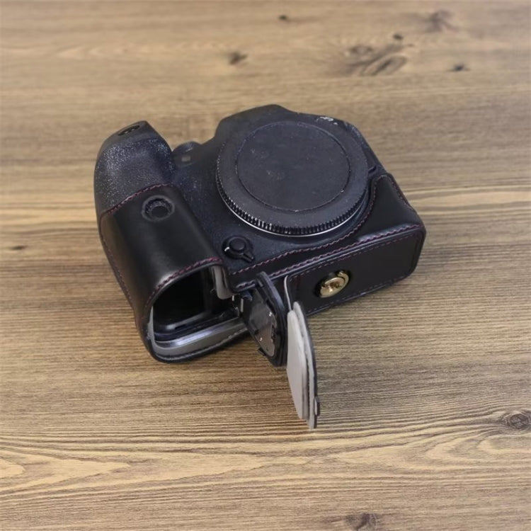 For Canon EOS R7 1/4 inch Thread PU Leather Camera Half Case Base (Brown) by buy2fix