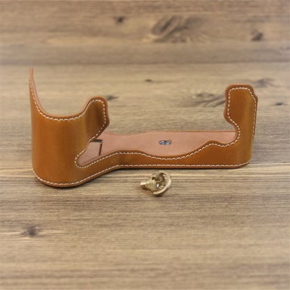 For Fujifilm XH2S 1/4 inch Thread PU Leather Camera Half Case Base (Brown) by buy2fix