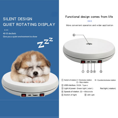 25cm LED Light Electric Rotating Display Stand Turntable (Black) -  by buy2fix | Online Shopping UK | buy2fix