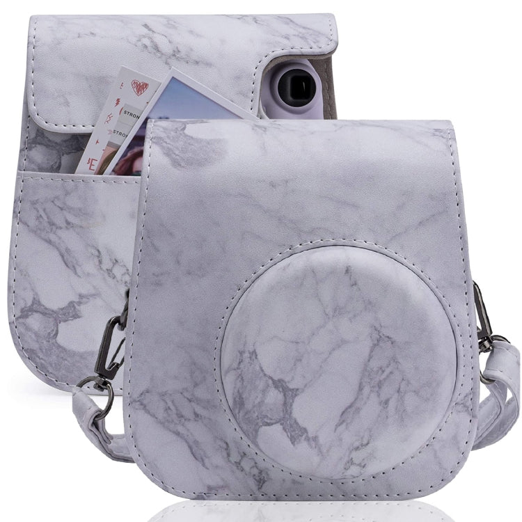 For FUJIFILM instax mini 11 / 9 / 8 Marble Full Body Leather Case Camera Bag with Strap by buy2fix