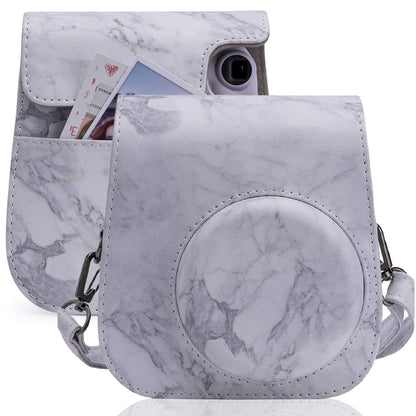 For FUJIFILM instax mini 11 / 9 / 8 Marble Full Body Leather Case Camera Bag with Strap by buy2fix