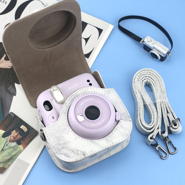For FUJIFILM instax mini 11 / 9 / 8 Marble Full Body Leather Case Camera Bag with Strap by buy2fix