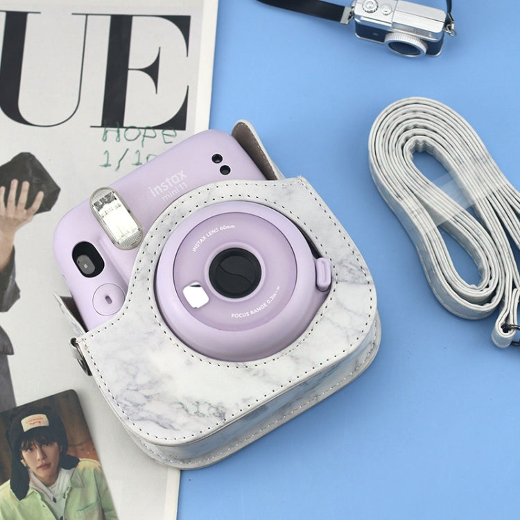 For FUJIFILM instax mini 11 / 9 / 8 Marble Full Body Leather Case Camera Bag with Strap by buy2fix
