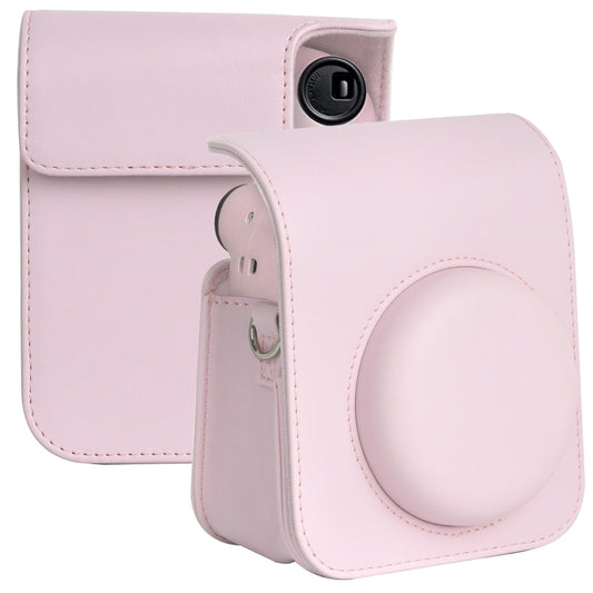 For FUJIFILM instax mini 12 Full Body Leather Case Camera Bag with Strap (Pink) by buy2fix