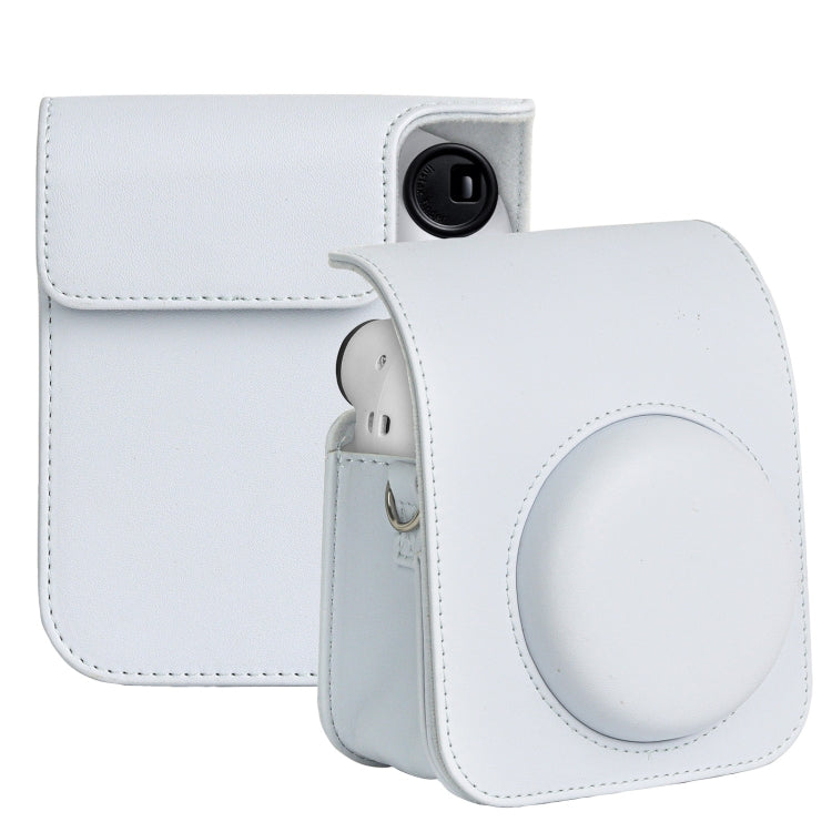 For FUJIFILM instax mini 12 Full Body Leather Case Camera Bag with Strap (White) by buy2fix