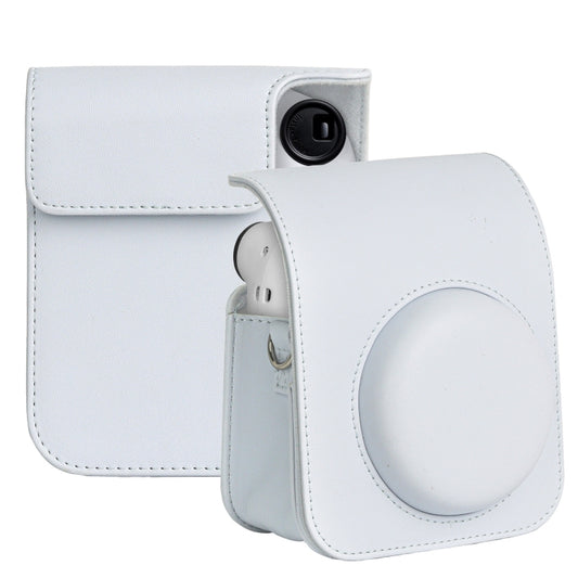 For FUJIFILM instax mini 12 Full Body Leather Case Camera Bag with Strap (White) by buy2fix