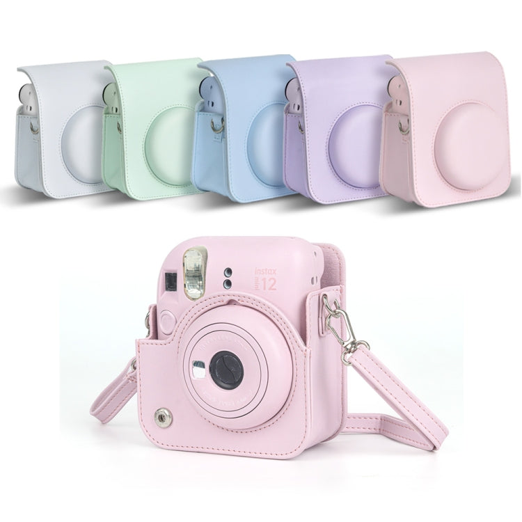 For FUJIFILM instax mini 12 Full Body Leather Case Camera Bag with Strap (White) by buy2fix