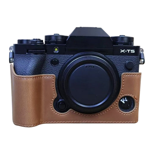 For FUJIFILM X-T5 1/4 inch Thread PU Leather Camera Half Case Base (Coffee) by buy2fix