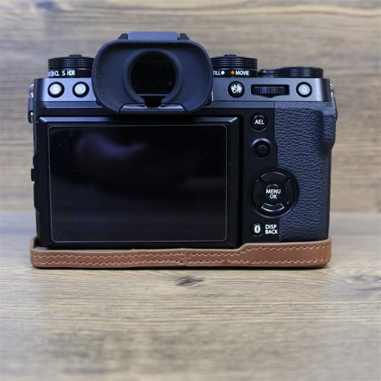 For FUJIFILM X-T5 1/4 inch Thread PU Leather Camera Half Case Base (Coffee) by buy2fix