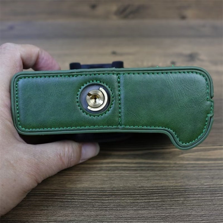 For FUJIFILM X-T5 1/4 inch Thread PU Leather Camera Half Case Base (Green) by buy2fix