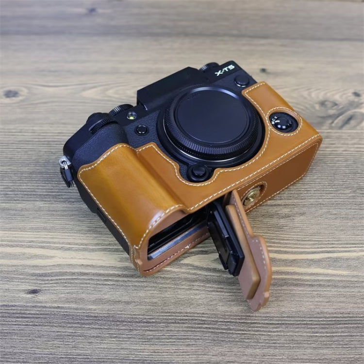 For FUJIFILM X-T5 1/4 inch Thread PU Leather Camera Half Case Base (Brown) by buy2fix