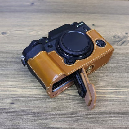 For FUJIFILM X-T5 1/4 inch Thread PU Leather Camera Half Case Base (Brown) by buy2fix