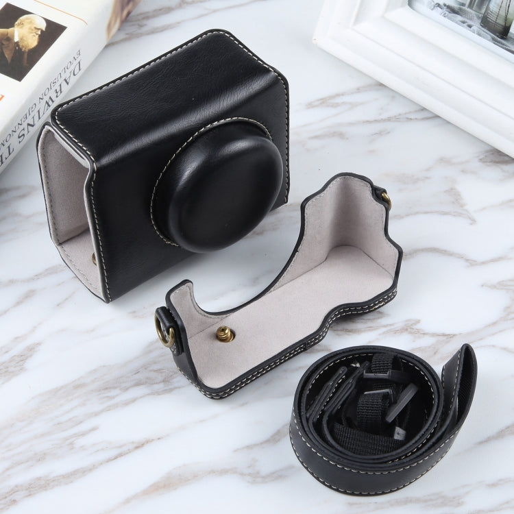 For Sony ZV-1F Vlog Camera Full Body Magnetic Leather Camera Case Bag with Strap (Black) by buy2fix