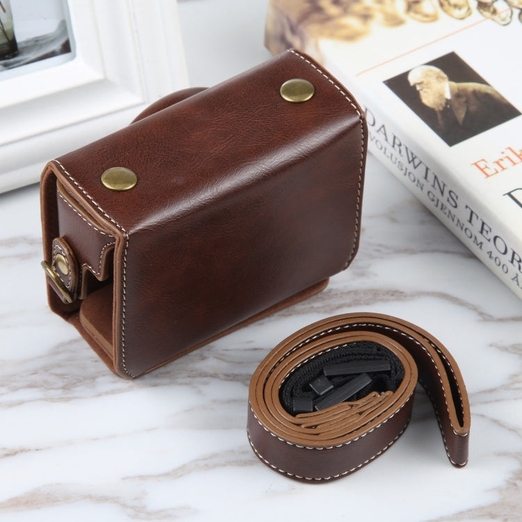 For Sony ZV-1F Vlog Camera Full Body Magnetic Leather Camera Case Bag with Strap (Coffee) by buy2fix