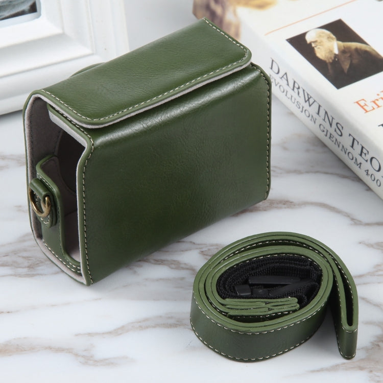 For Sony ZV-1F Vlog Camera Full Body Magnetic Leather Camera Case Bag with Strap (Green) by buy2fix