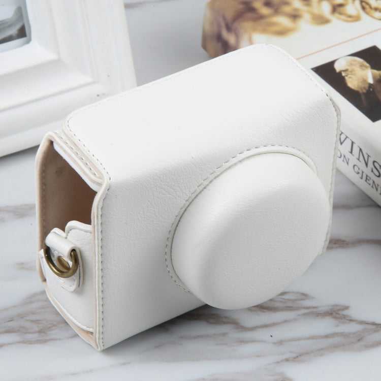 For Sony ZV-1F Vlog Camera Full Body Magnetic Leather Camera Case Bag with Strap (White) by buy2fix