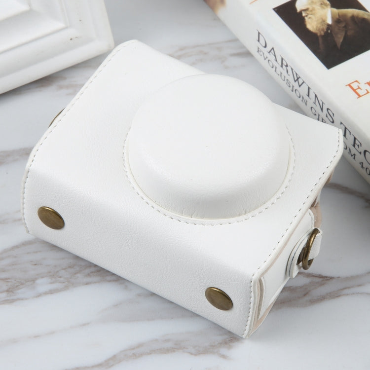 For Sony ZV-1F Vlog Camera Full Body Magnetic Leather Camera Case Bag with Strap (White) by buy2fix