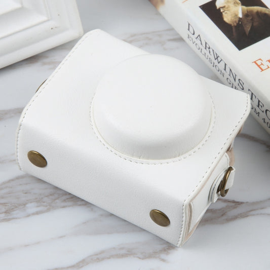 For Sony ZV-1F Vlog Camera Full Body Magnetic Leather Camera Case Bag with Strap (White) by buy2fix