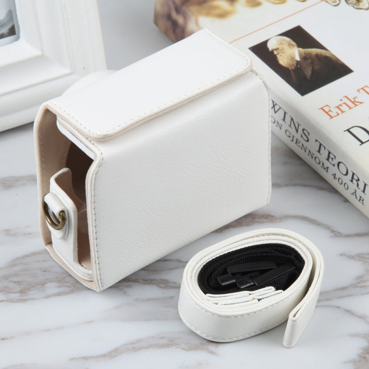 For Sony ZV-1F Vlog Camera Full Body Magnetic Leather Camera Case Bag with Strap (White) by buy2fix