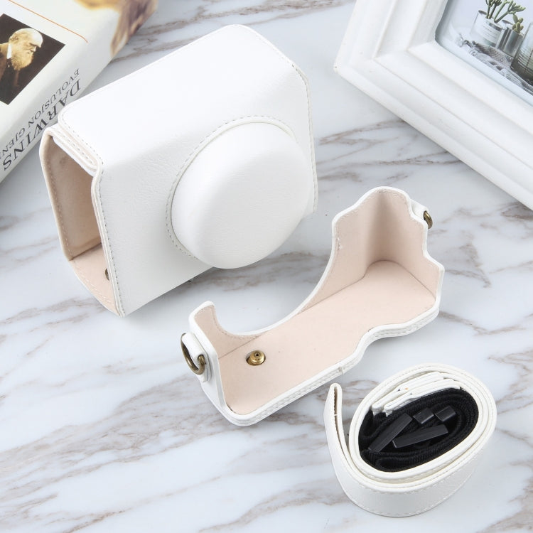 For Sony ZV-1F Vlog Camera Full Body Magnetic Leather Camera Case Bag with Strap (White) by buy2fix