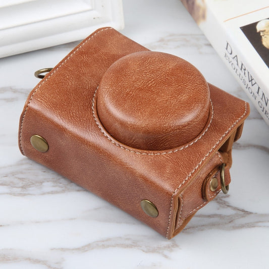 For Sony ZV-1F Vlog Camera Full Body Magnetic Leather Camera Case Bag with Strap(Brown) by buy2fix