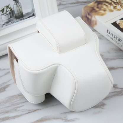 For Canon EOS R10 Camera Full Body Magnetic Leather Camera Case Bag with Strap(White) by buy2fix