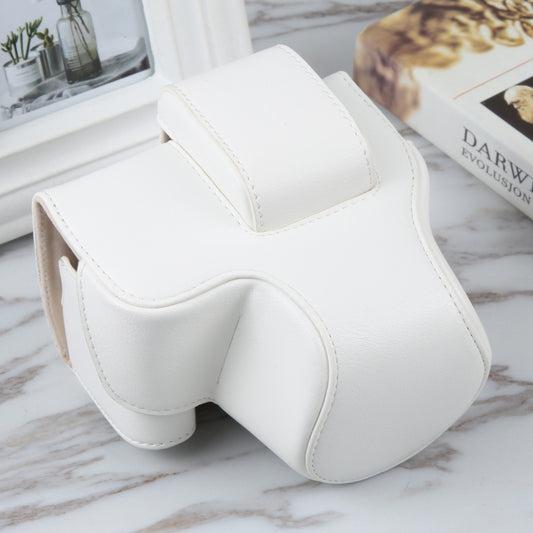 For Canon EOS R10 Camera Full Body Magnetic Leather Camera Case Bag with Strap(White) by buy2fix