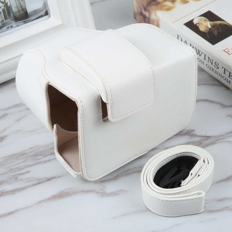 For Canon EOS R10 Camera Full Body Magnetic Leather Camera Case Bag with Strap(White) by buy2fix