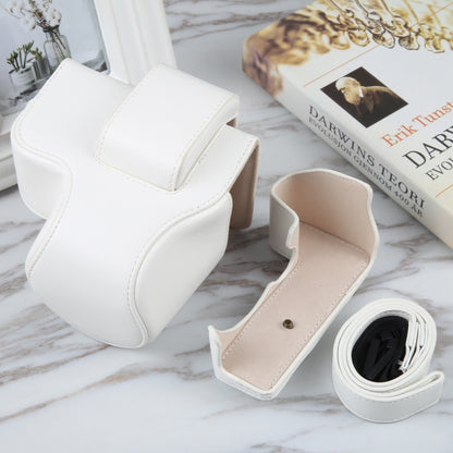 For Canon EOS R10 Camera Full Body Magnetic Leather Camera Case Bag with Strap(White) by buy2fix