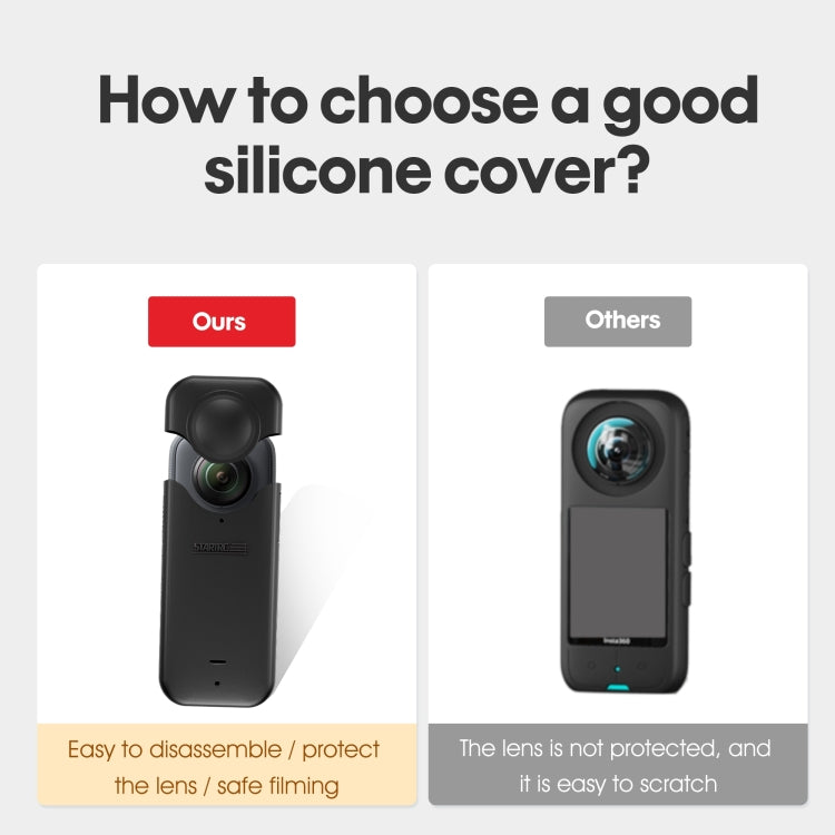 For Insta360 X3 STARTRC Full Body Silicone Protective Case(Black) - Case & Bags by STARTRC | Online Shopping UK | buy2fix