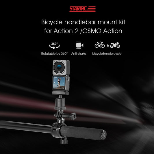 STARTRC Upgrade Bike Handlebar Fixed Mount Holder For DJI OSMO 360 / Action 3 / Action 2 / OSMO Action (Black) - Mount & Holder by STARTRC | Online Shopping UK | buy2fix