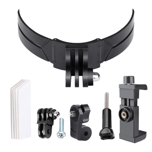 Foldable Bending Action Camera Phone Helmet Mount Kit with J-Hook Buckle & Rotation Phone Clamp & Adapter (Black) - Helmet Mount by buy2fix | Online Shopping UK | buy2fix
