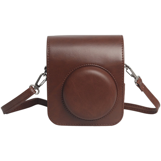 For FUJIFILM Instax mini 12 Leather Case Full Body Camera Bag with Shoulder Strap (Brown) - Leather Bag by buy2fix | Online Shopping UK | buy2fix