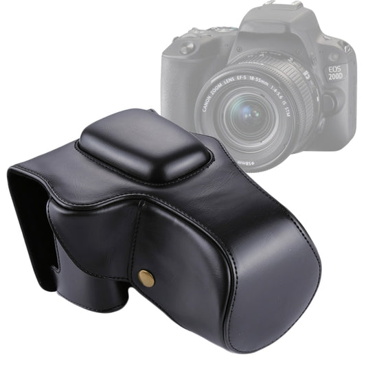 Full Body Camera PU Leather Case Bag for Canon EOS 200D (18-55mm Lens)(Black) by buy2fix