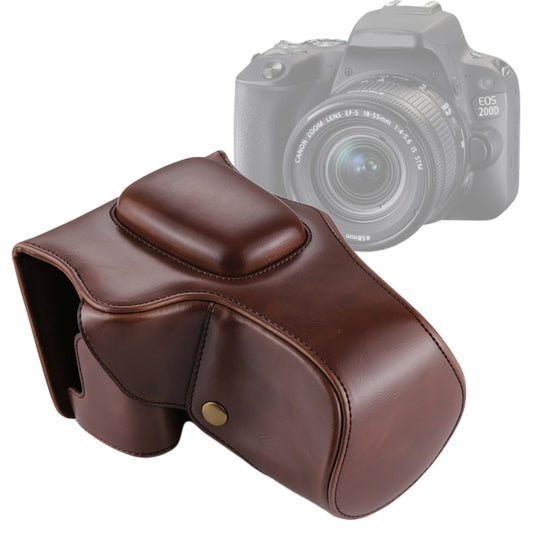 Full Body Camera PU Leather Case Bag for Canon EOS 200D (18-55mm Lens)(Coffee) by buy2fix