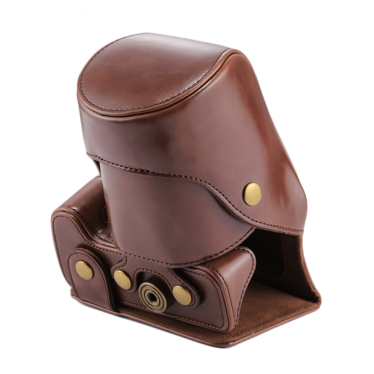 Full Body Camera PU Leather Case Bag for Canon EOS 200D (18-55mm Lens)(Coffee) by buy2fix