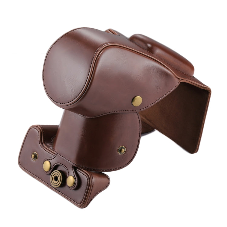 Full Body Camera PU Leather Case Bag for Canon EOS 200D (18-55mm Lens)(Coffee) by buy2fix