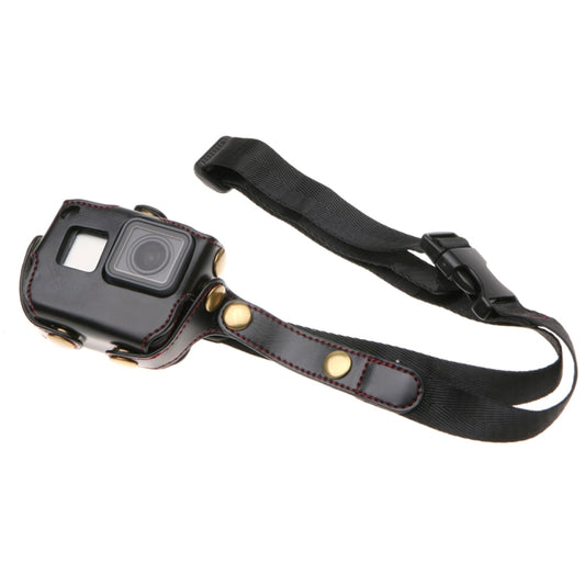 For GoPro HERO7 Black /6 /5 PU Leather Housing Case with Neck Strap & Buttons(Black) by buy2fix