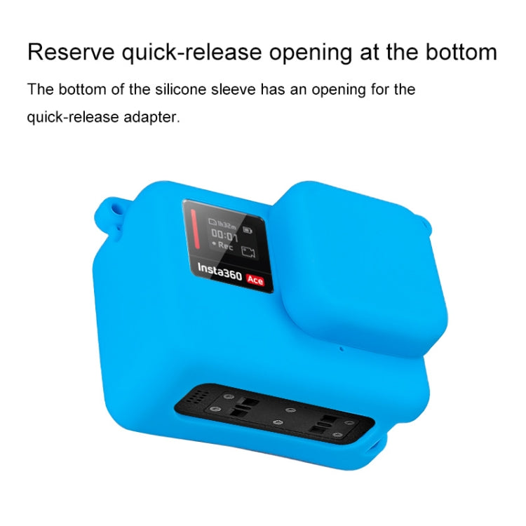 For Insta360 Ace Body Silicone Protective Case with Lens Cap (Blue) by buy2fix