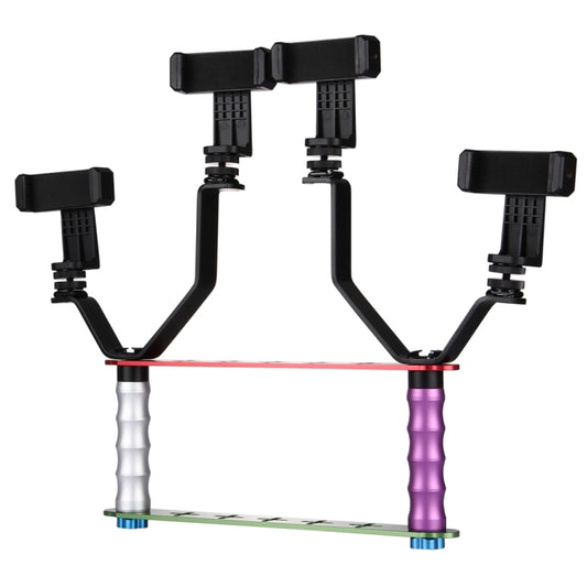 Smartphone Live Broadcast Bracket Dual Hand-held Selfie Mount Kits with 2x V-Bracket + 3x Phone Clips, For iPhone, Galaxy, Huawei, Xiaomi, HTC, Sony, Google and other Smartphones - Selfie Sticks by buy2fix | Online Shopping UK | buy2fix