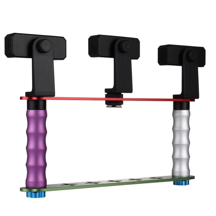 Smartphone Live Broadcast Bracket Dual Hand-held Selfie Mount Kits with 2x V-Bracket + 3x Phone Clips, For iPhone, Galaxy, Huawei, Xiaomi, HTC, Sony, Google and other Smartphones - Selfie Sticks by buy2fix | Online Shopping UK | buy2fix