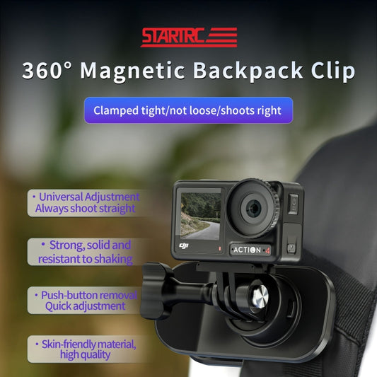 STARTRC 360 Degree Rotation Backpack Clip Magnetic Suction Mount (Black) - Mount & Holder by STARTRC | Online Shopping UK | buy2fix