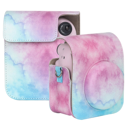 For FUJIFILM instax mini 12 Painted Full Body Leather Case Camera Bag with Strap(Blue Pink)(Black) by buy2fix