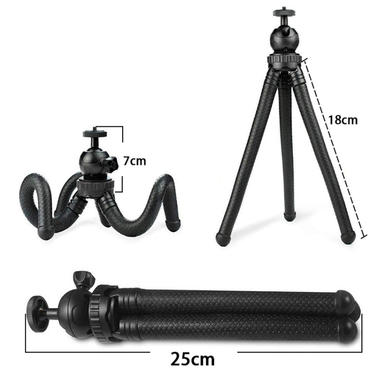 W1 Mini Octopus Flexible Tripod Holder with Ball Head for SLR Cameras, GoPro, Phones (Black) by buy2fix