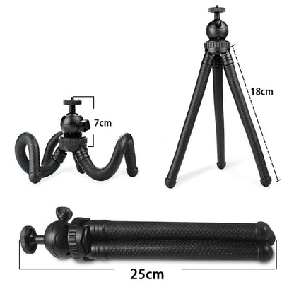 W1 Mini Octopus Flexible Tripod Holder with Ball Head for SLR Cameras, GoPro, Phones (Black) by buy2fix