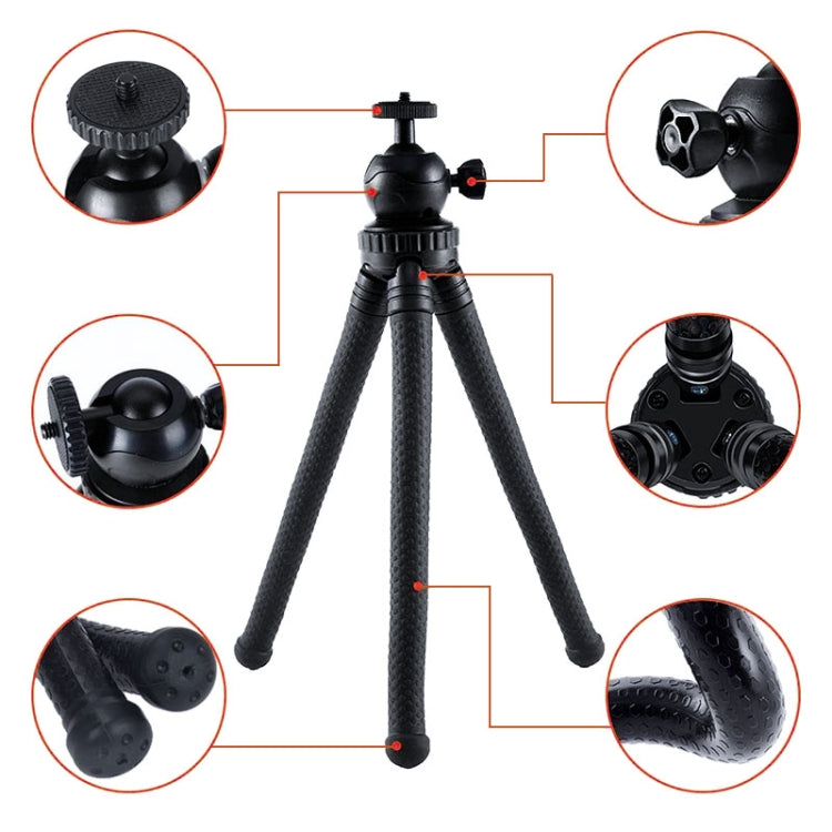 W1 Mini Octopus Flexible Tripod Holder with Ball Head for SLR Cameras, GoPro, Phones (Black) by buy2fix