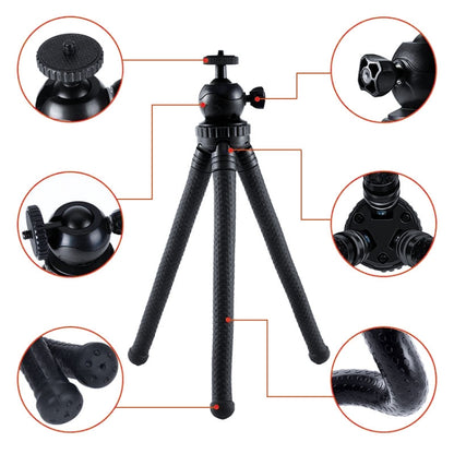W1 Mini Octopus Flexible Tripod Holder with Ball Head for SLR Cameras, GoPro, Phones (Black) by buy2fix