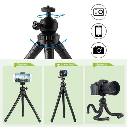 W1 Mini Octopus Flexible Tripod Holder with Ball Head for SLR Cameras, GoPro, Phones (Black) by buy2fix