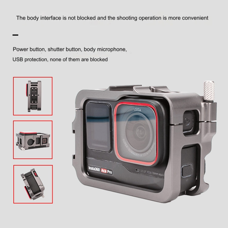 For Insta360 Ace Pro / Ace Aluminum Alloy Metal Rabbit Cage Frame (Grey) by buy2fix