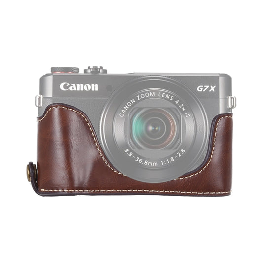 1/4 inch Thread PU Leather Camera Half Case Base for Canon G7 X Mark II (Coffee) - Half Case by buy2fix | Online Shopping UK | buy2fix